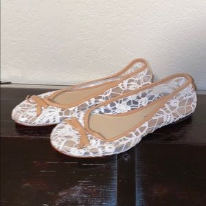 White Embroidered Flats